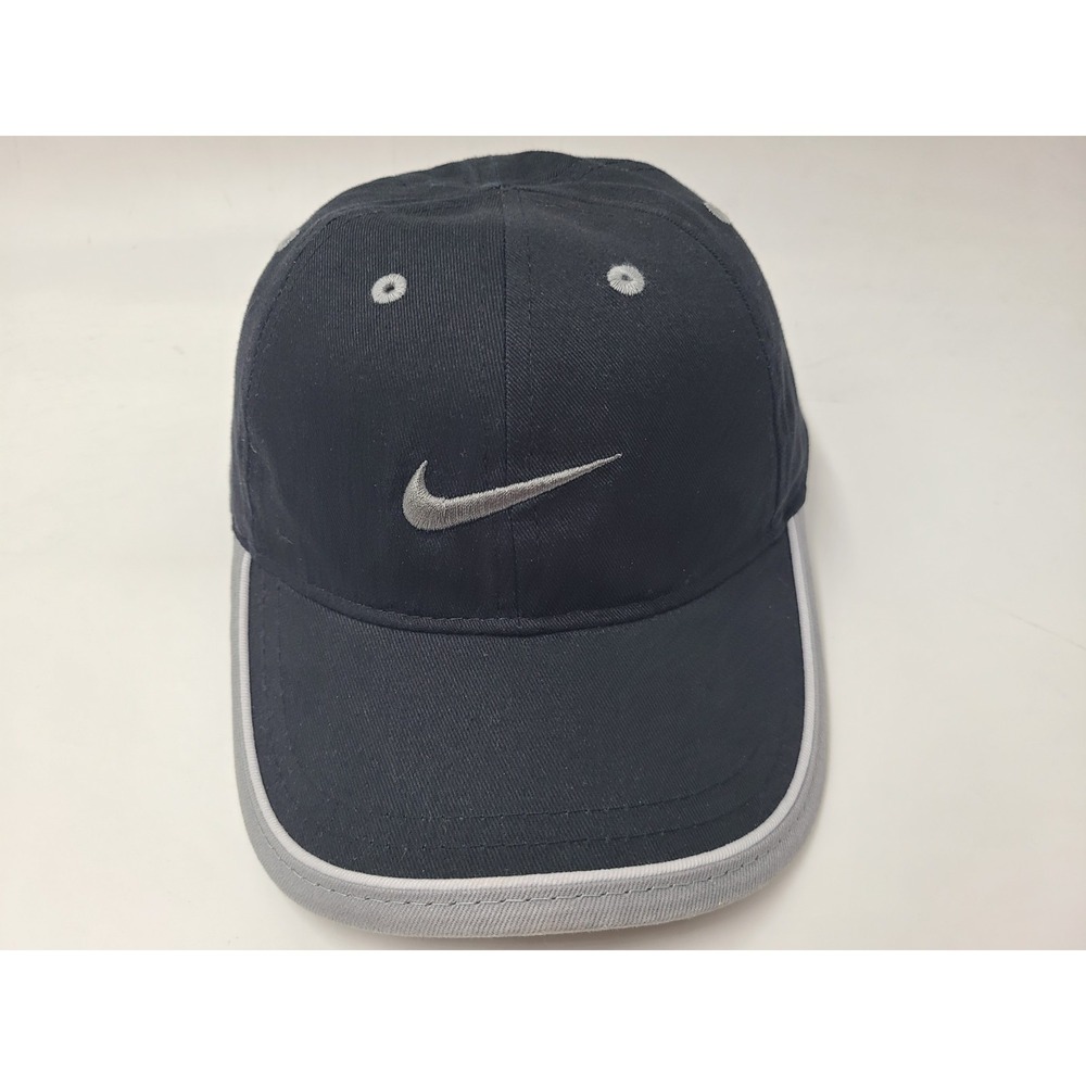 Youth Size 4-7 Nike Adjustable Hat Cap Cotton Swoosh Logo Boy Girl Black Gray